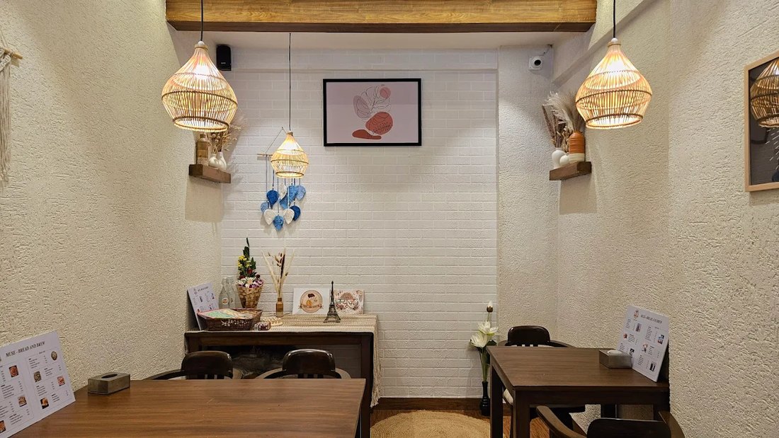 Wide view of the cosy dining nook at Muse
